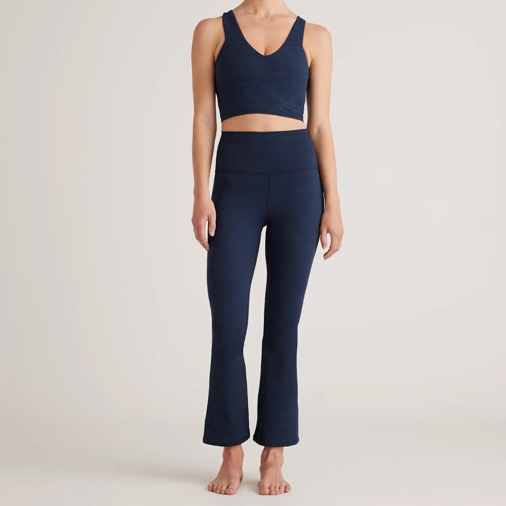 Quince Ultra-Soft Cropped Bootcut Pants in Heather Navy